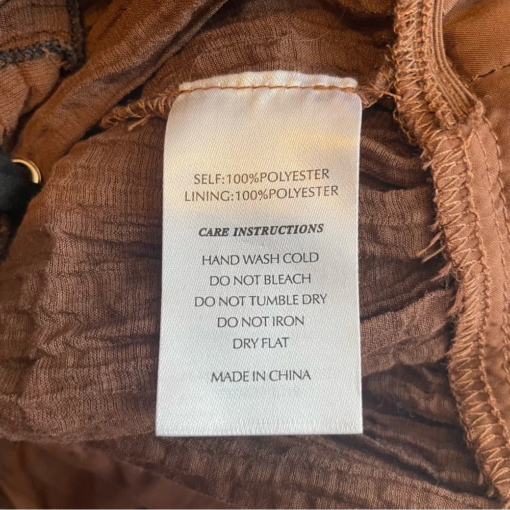 12th Tribe Brown Plisse Ruffle Cami Top XL - Smocked Cropped Bodice‎ Zipper #685 - Picture 8 of 8